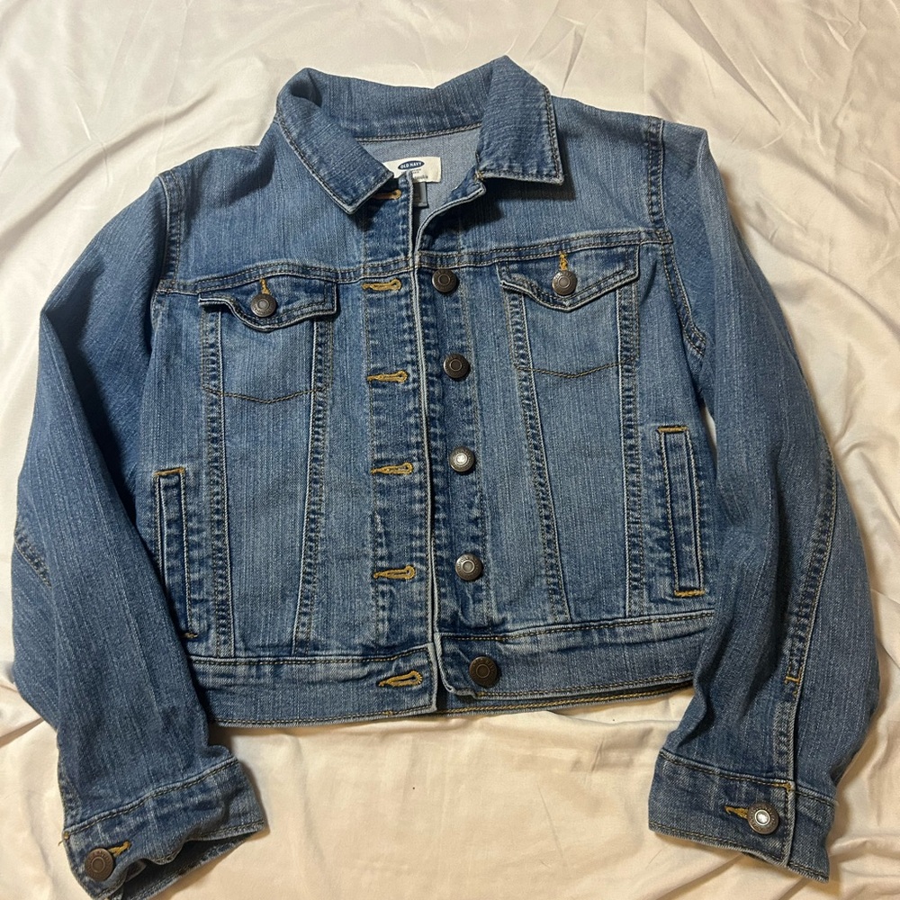 Old Navy Girls Youth L 10-12 Denim Blue Jean Trucker Jacket EUC